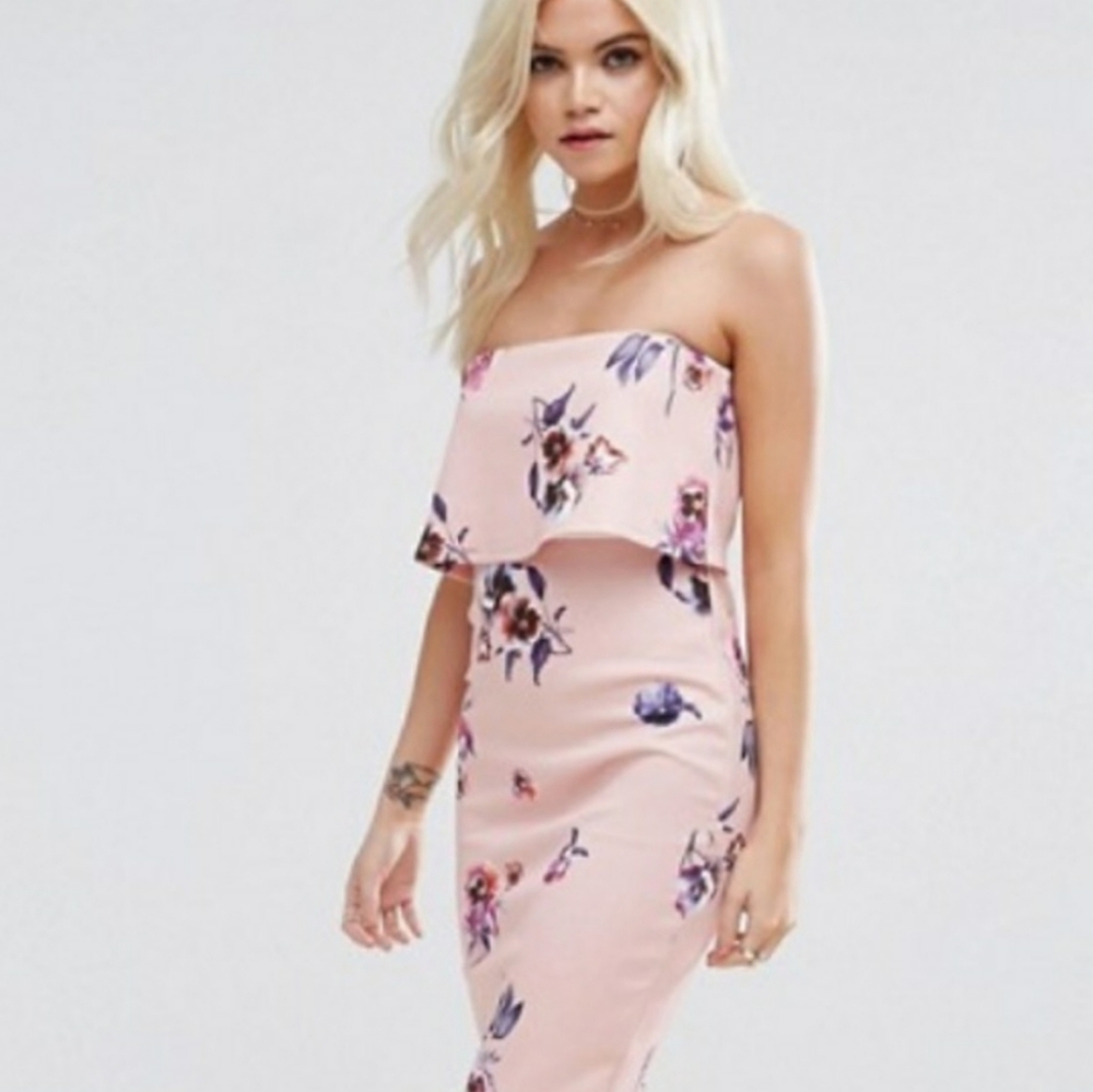 Asos petite pink floral dress